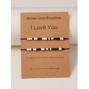 QQTDFG 2pcs Bead Decor Morse Code I Love You Couple Bracelet Women Bracelet Stackable-default