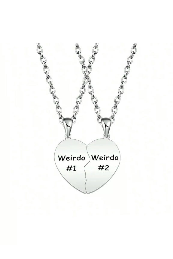 2pcs Best Friends Matching Heart Pendant Necklaces, Friendship Gift For Friends-default