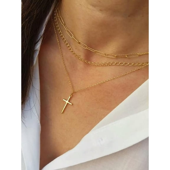 QQTDFG 2pcs/set Cross Charm Necklace Jewelry for Women Gift for Her Necklace-default
