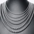 thumbnail image 1 of QQTDFG 3/4/5/6/7mm Fashion Braided Wheat Chain 316L Stainless Steel Men Women Necklace-Silver-6mm-10.5inch bracelet, 1 of 5