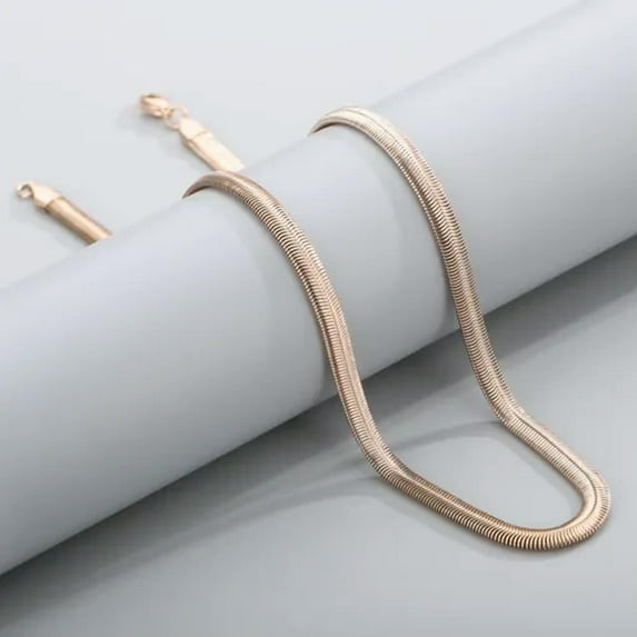 QQTDFG 3/4/5/6/8mm New Fashion 316L Stainless Steel Flat Snake Chain Necklace Women Men-Rose Gold-3mm-24inch or 61cm