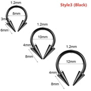 QQTDFG 3 Pcs/lot 16g Stainless Steel Septum Rings Spike Cone Ear Lip Piercing Jewelry-Style3 (Black)