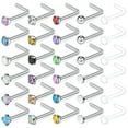 thumbnail image 1 of QQTDFG 30 Pcs CZ Stainless Steel Nose Studs Set Opal Acrylic Nostril Piercing Jewelry-L shape, 1 of 4