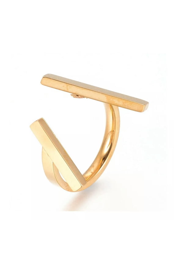 304 Stainless Steel Finger Rings Bar Gold Size 7 17mm A25-default