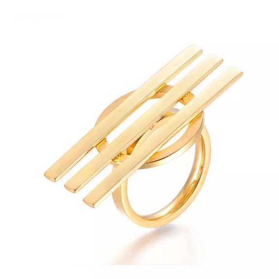 QQTDFG 304 Stainless Steel Finger Rings Bar Gold Size 7 17mm&nbsp; A4-default