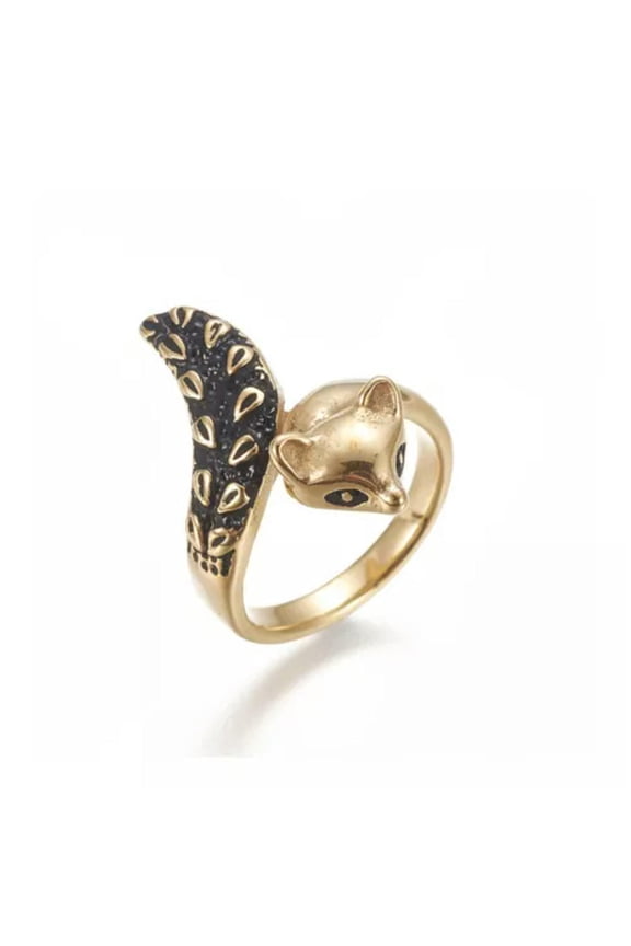 304 Stainless Steel Finger Rings Fox Antique Gold Size 6-9 16-19mm A3-Gold-9
