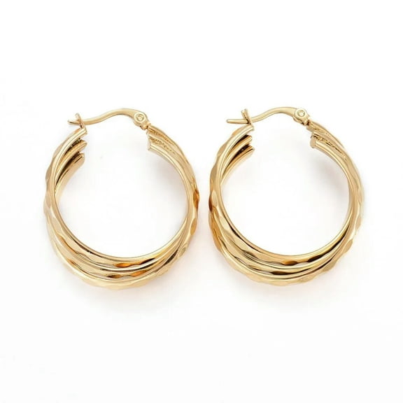 QQTDFG 304 Stainless Steel Hoop Earrings Gold 36x30x9mm 1.5x0.5mm P174-default