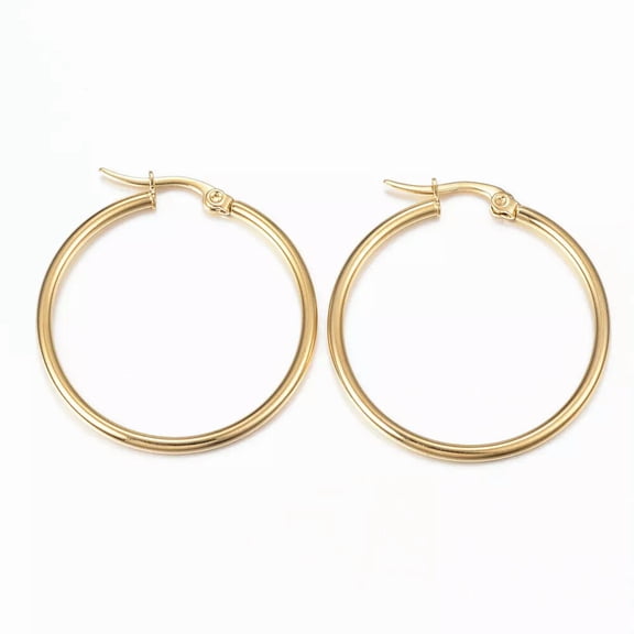 QQTDFG 304 Stainless Steel Hoop Earrings Gold 36x35x2mm 1x0.8mm P209-default