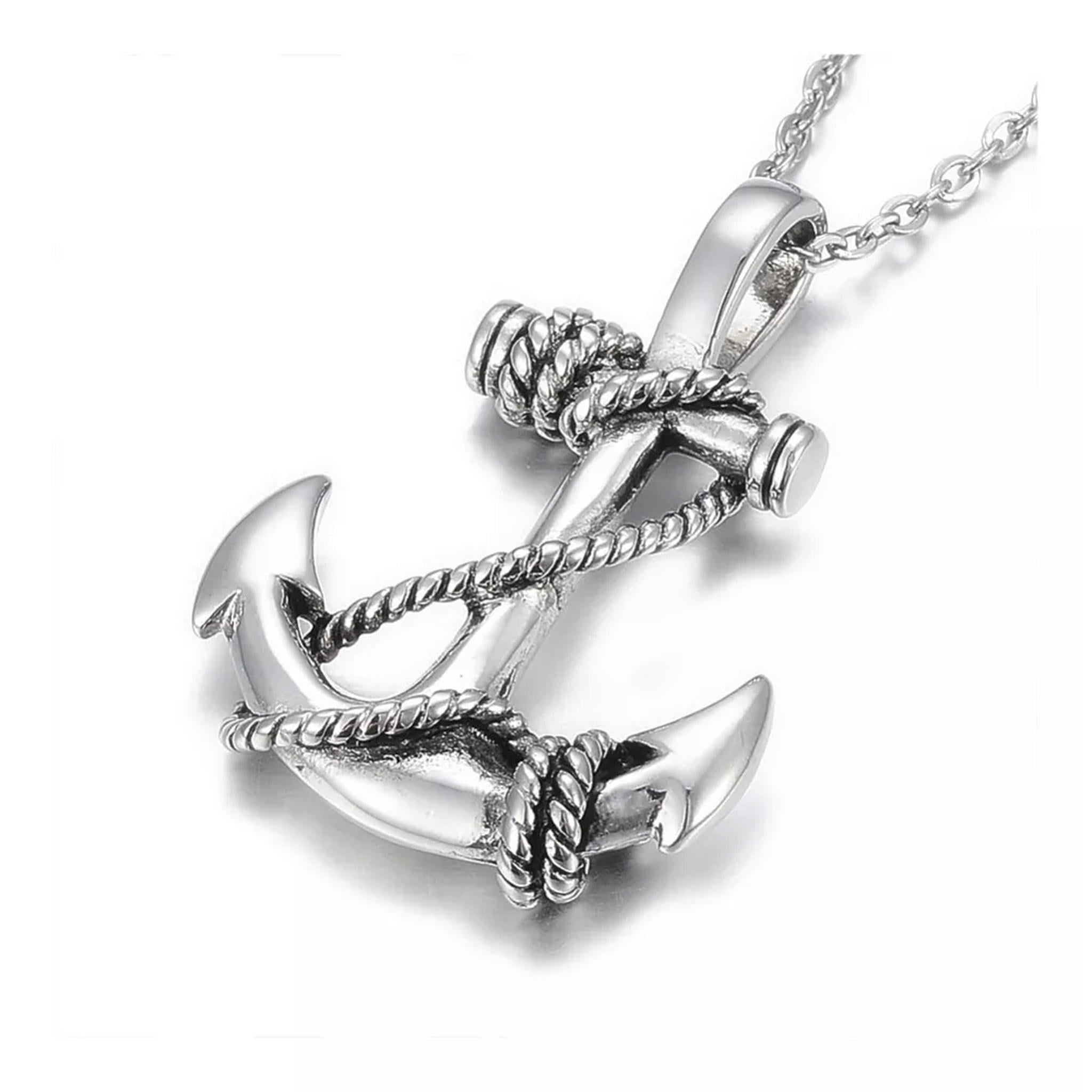 QQTDFG 304 Stainless Steel Pendant Necklace Anchor Antique Silver 19.5\, image size:2048x2048