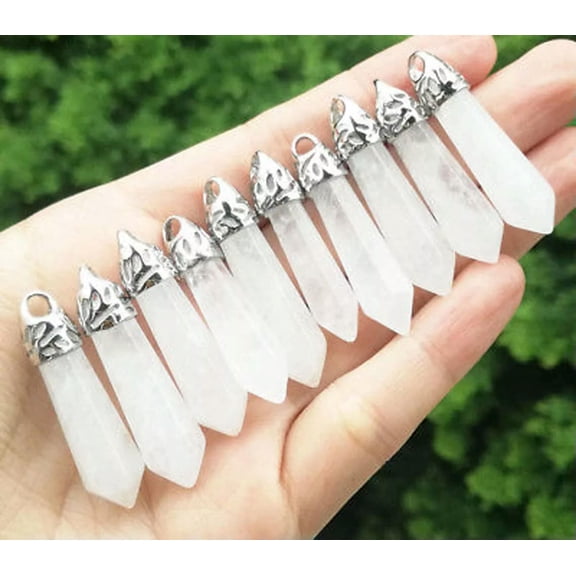 QQTDFG 30pcs Rock Quartz Stone Pendant & Bag Clasp Keychain Chakra Reiki Healing Amulet-default
