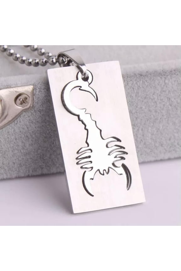 316L Stainless Steel Pendant Scorpion Silver Necklace 22" B118-default