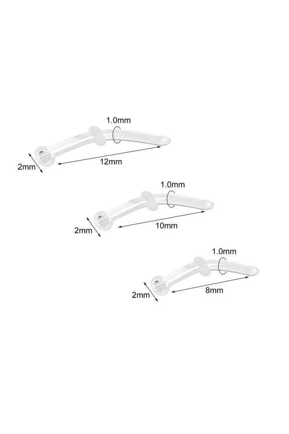 3Pcs Clear Curved Retainer Glass Nose Stud Piercing Helix Tragus Earring Jewelry-18g (1 mm)