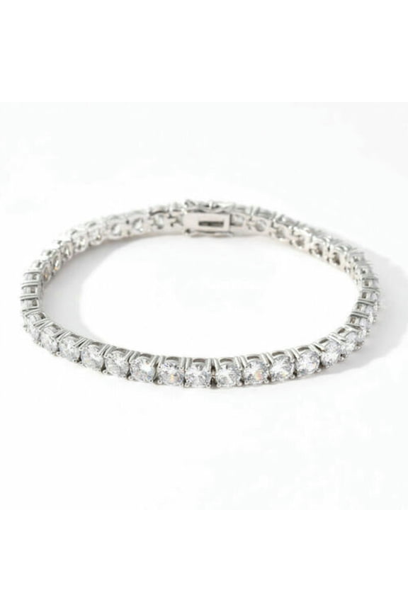 3mm Tennis Chain Iced Flooded CZ Hip Hop Men Women Bracelet Necklace A9293-3-Bracelet - 8" (20cm)-3mm - Silver