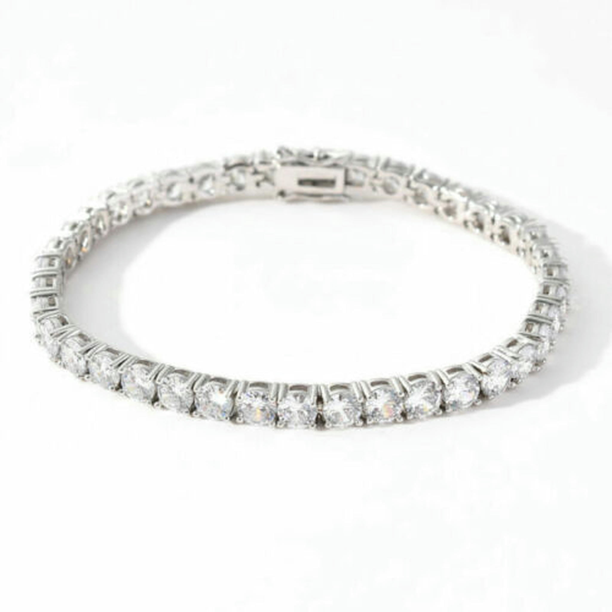 QQTDFG 3mm Tennis Chain Iced Flooded CZ Hip Hop Men Women Bracelet