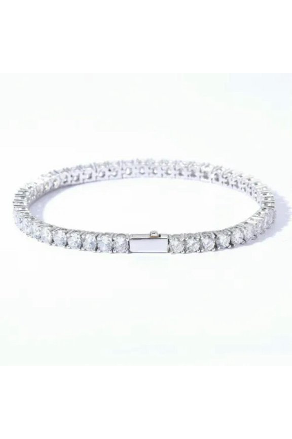 3mm Tennis Chain Iced Flooded Flooded CZ Hip Hop Bracelet Necklace A9292-3-Bracelet - 7"-3mm - 14k white gold plated