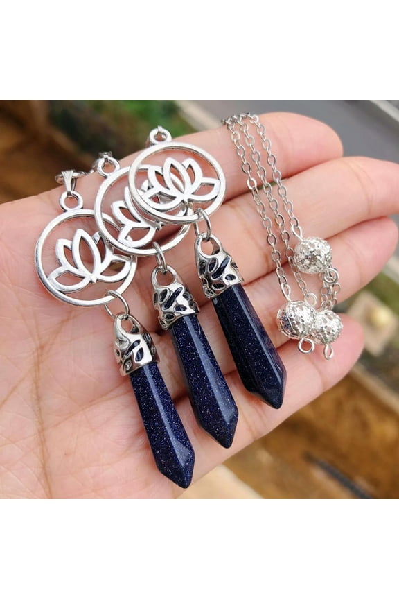 3pcs Blue Sand Jasper Stone Chakra Pendulum Pendant Energy Power Reiki Amulet-default