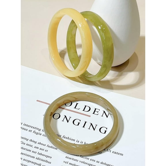 QQTDFG 3pcs Creative Resin Bangle Statement Bracelet Exaggerated Jewelry-default