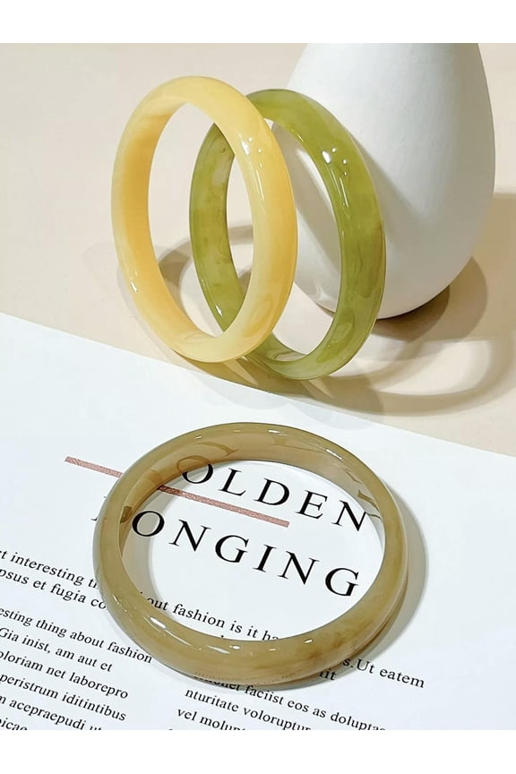 3pcs Creative Resin Bangle Statement Bracelet Exaggerated Jewelry-default