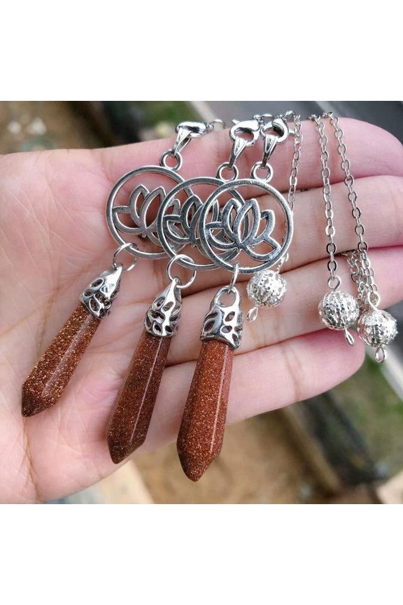 3pcs Nugget sand Stone Chakra Pendulum Pendant Energy Power Healing Amulet-default