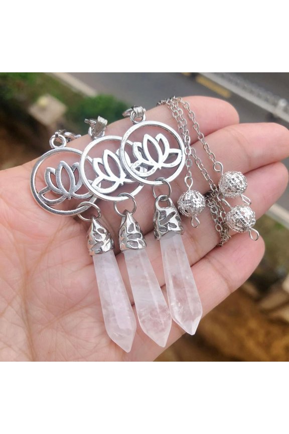 3pcs Rock Quartz Stone Chakra Pendulum Pendant Energy Power Reiki Healing Amulet-default