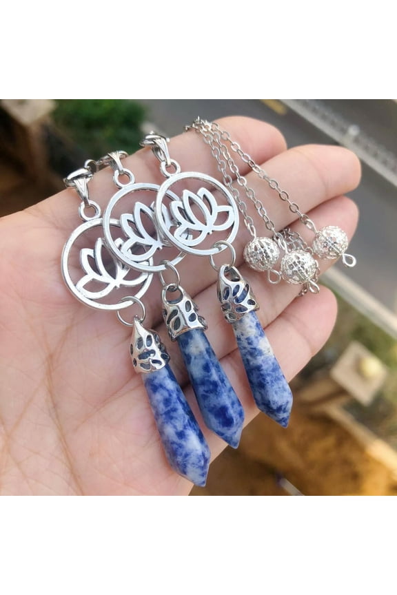 3pcs Sodalite Stone Chakra Pendulum Pendant Energy Power Reiki Healing Amulet-default