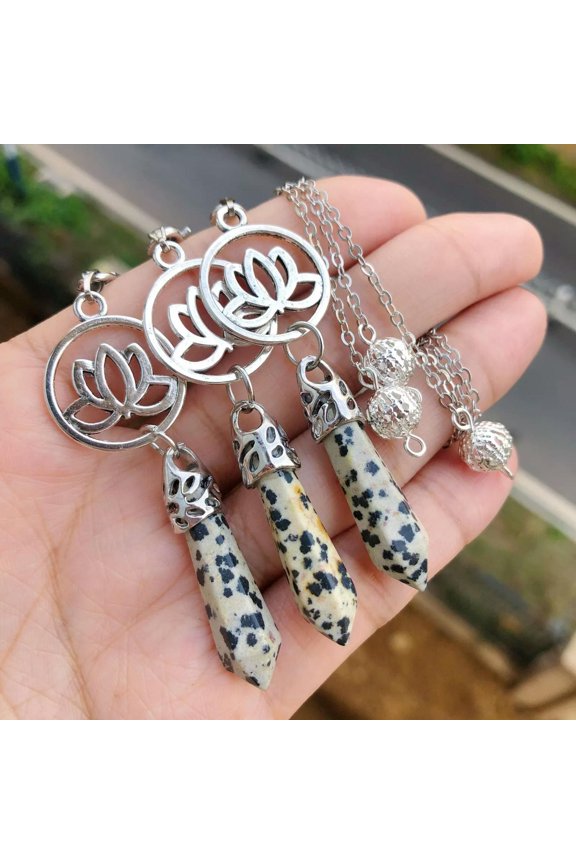 3pcs Speckle Stone Chakra Pendulum Pendant Energy Power Reiki Healing Amulet-default