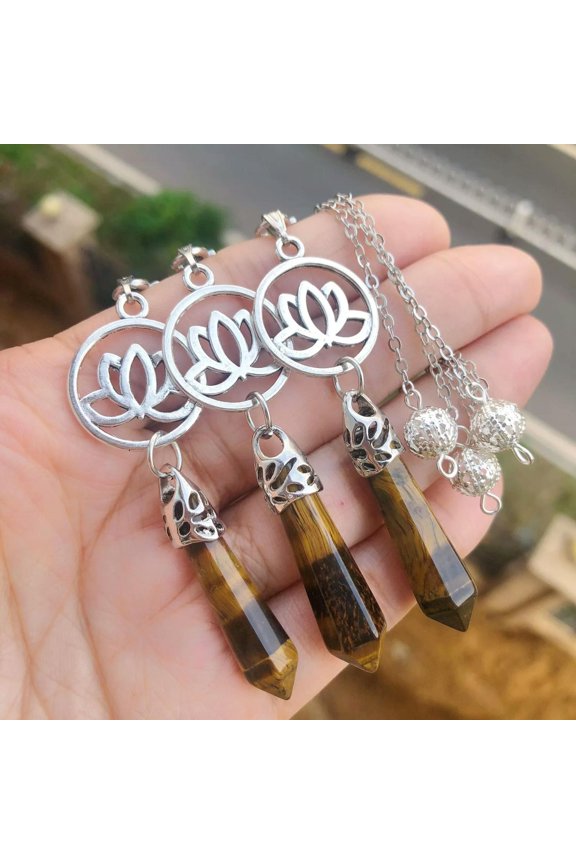 3pcs Tiger Eye Stone Chakra Pendulum Pendant Energy Power Reiki Healing Amulet-default