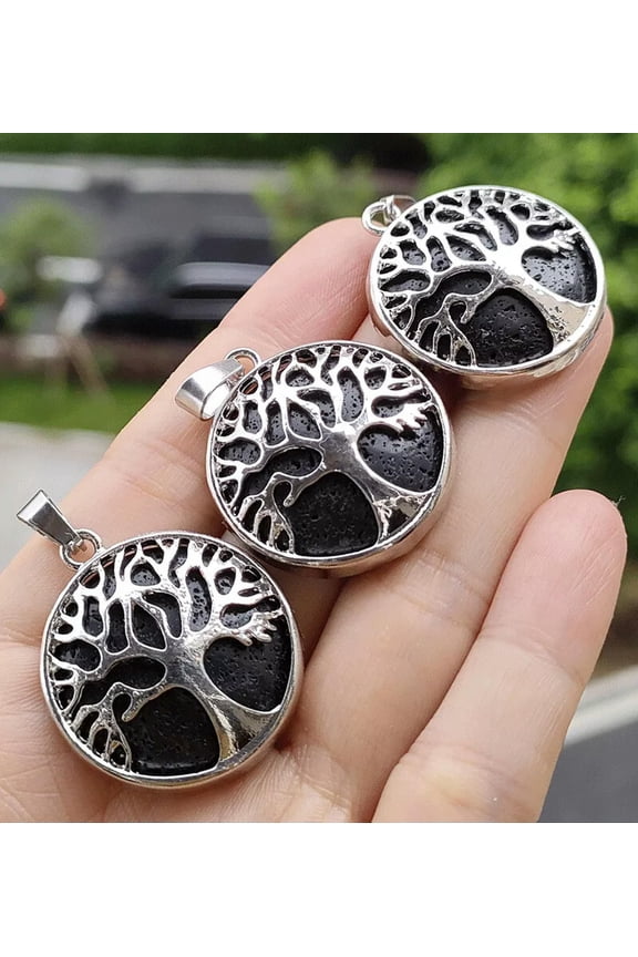 3pcs Volcano Lava Gems stone Tree of life Pendants Chakra Reiki Healing Amulet-default