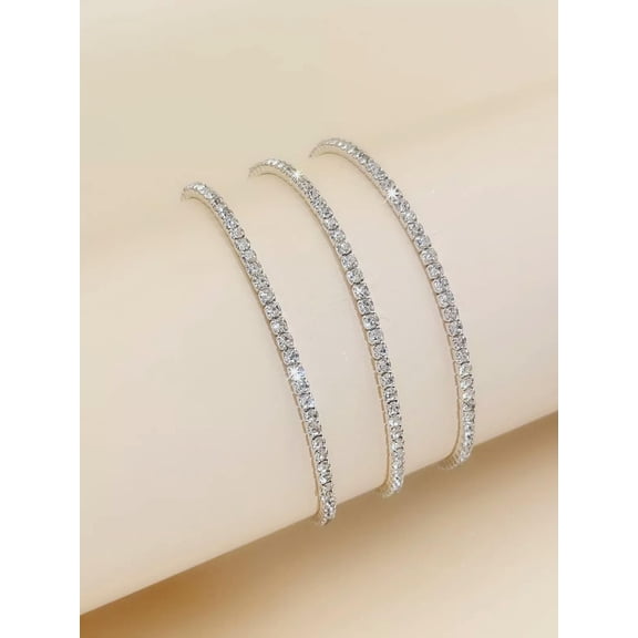 QQTDFG 3pcs/set Glamorous Rhinestone Bracelet For Women Fashion Jewelry Accessories for-default