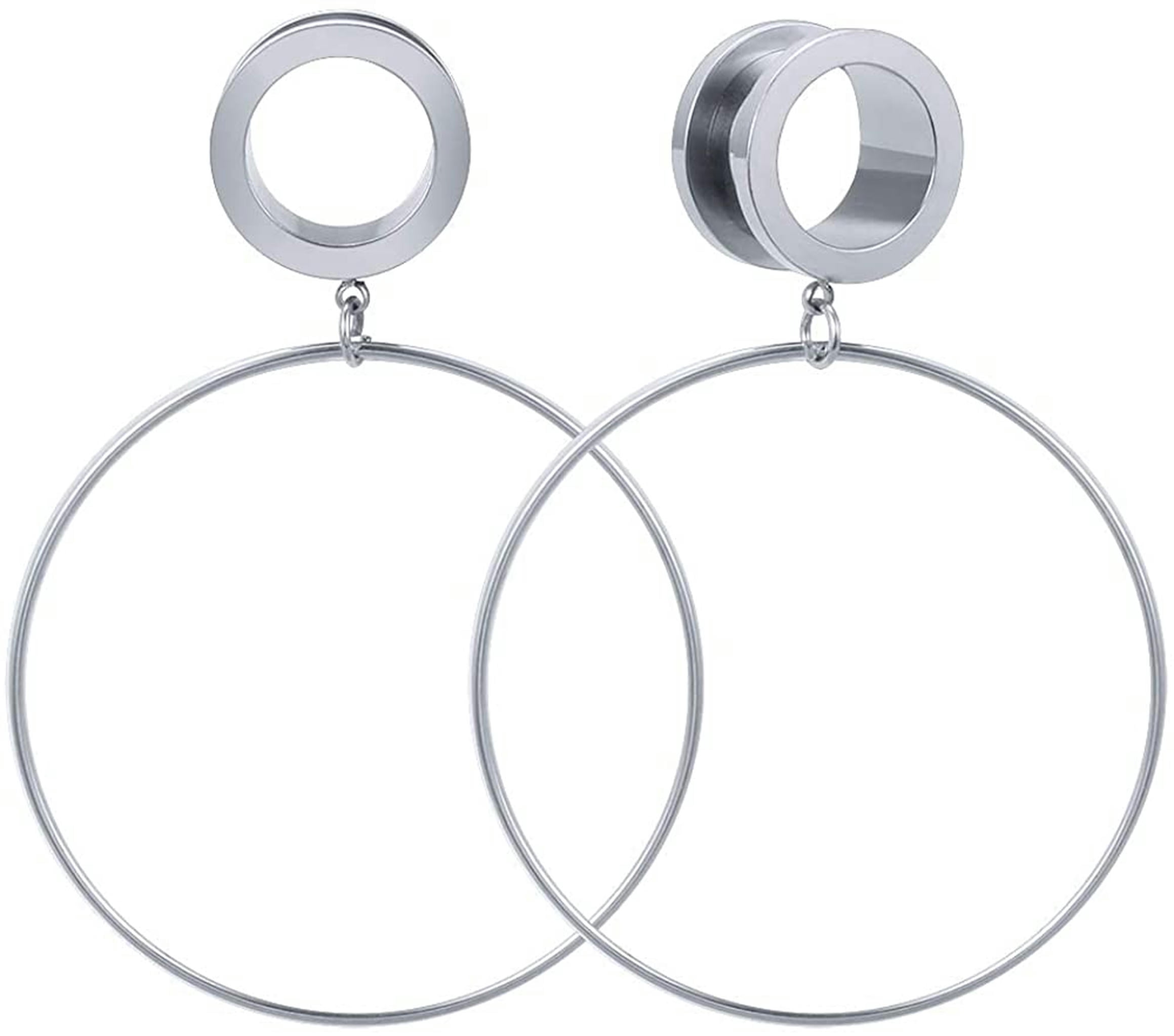 QQTDFG 4 20mm Big Hoop Ear Plugs Tunnels For Women Stainless Steel qqtdfg-4-20mm-big-hoop-ear-plugs-tunnels-for-women-stainless-steel
