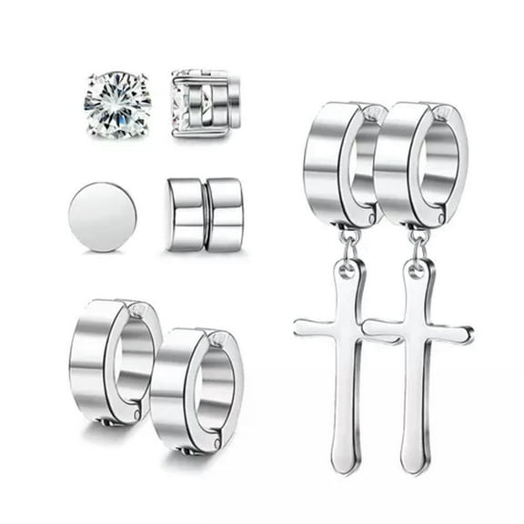 QQTDFG 4 Pair Magnetic Stud Earrings for Men Women Stainless Steel Ear Set Non Pierced-6mm Silver