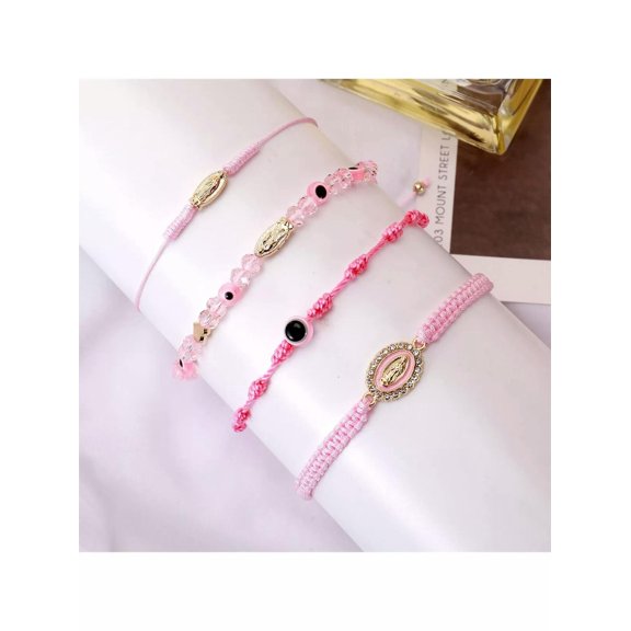 QQTDFG 4Pcs Bracelets Virgin Mary Bracelet For Women Girls String Evil Eye Beads-default