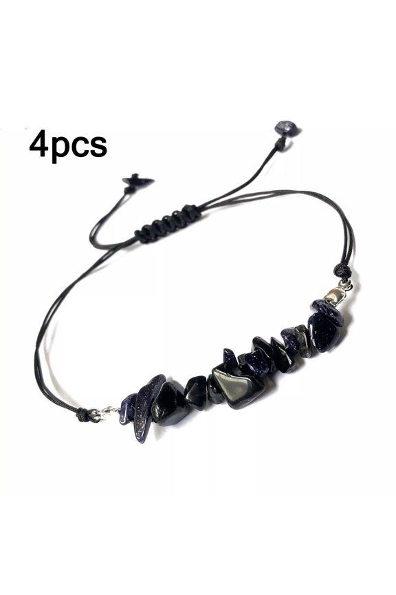 4pcs Natural blue sand jasper Bracelet Chakra Gems Chip Set Adjustment-default