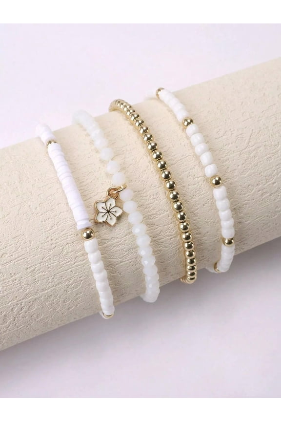 4pcs/Set Beach Style Charm Bracelets Creative Jewelry Stackable Bracelet Crafted-default