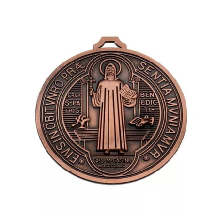 QQTDFG 5 Inch Saint Benito Medal Zinc Alloy Benedict Cross Medal-Brass Plated