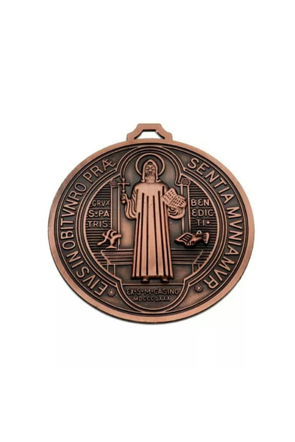 5 Inch Saint Benito Medal Zinc Alloy Benedict Cross Medal-Brass Plated