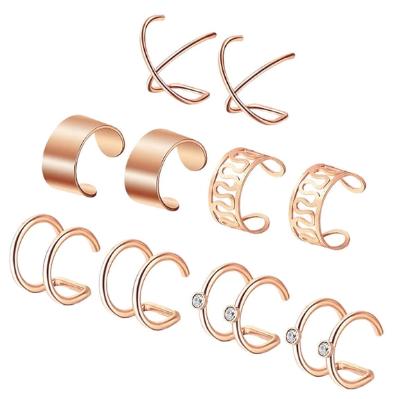 QQTDFG 5 Pairs Stainless Steel Clip on Earrings Non Piercing Fake Stud Earring Jewelry-Rose gold