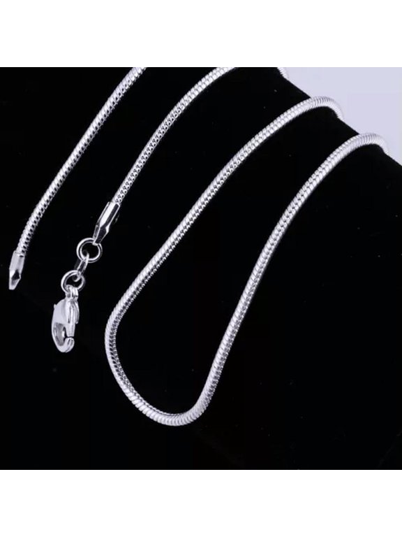 5PCS 925Sterling Silver 2MM Vivid Snake Bone Unisex Chains Necklace 16"-30"-18