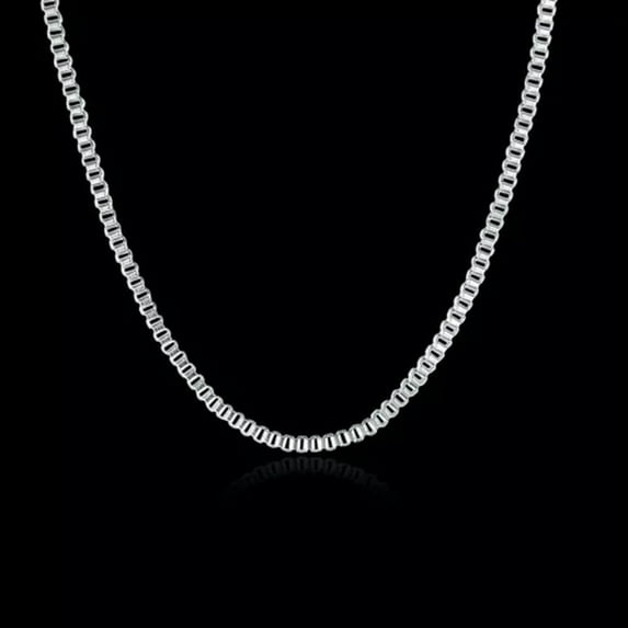 QQTDFG 5PCS 925Sterling Silver Solid Silver Vivid Box Chains Necklace 2MM 16"-24" C009-16 inch
