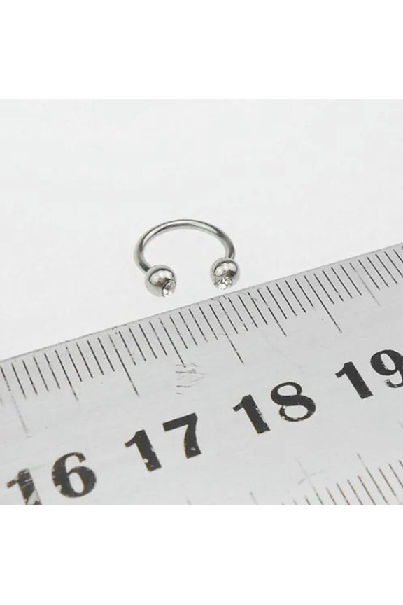 5PCS Crystal Surgical Steel Horseshoe Bar - Lip Nose Septum Ear Ring Piercing 00-F4 (1.2MM X 4MM X 3MM)