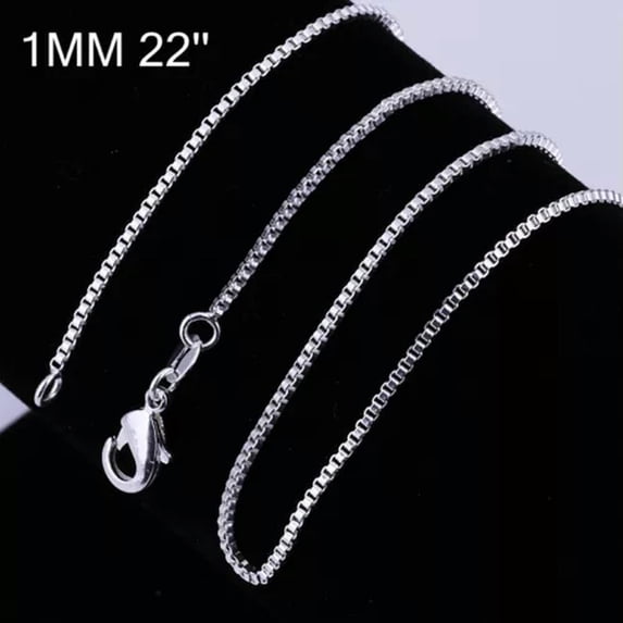 QQTDFG 5PCS Wholesale 925Sterling Silver 1MM Box Chains Unisex Necklace 16"-24" CY007-22 inch