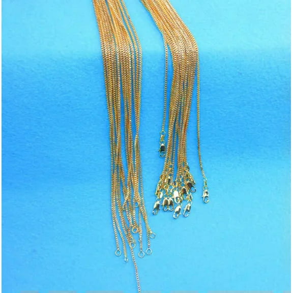 QQTDFG 5PCS Wholesale Fashion Jewelry 18K Gold Filled Necklaces Box Chains For Pendants-16