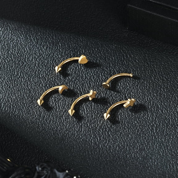 QQTDFG 5Pcs Surgical Steel Eyebrow Rings Curved Barbell Navel Lip Helix Tragus Piercing-Gold-10mm