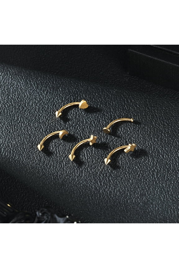 5Pcs Surgical Steel Eyebrow Rings Curved Barbell Navel Lip Helix Tragus Piercing-Gold-8mm
