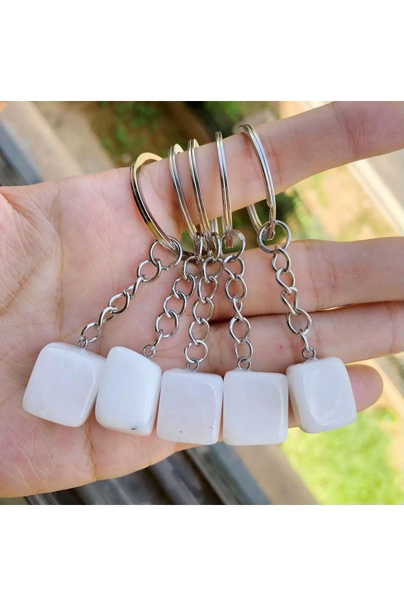 5pcs White Jasper Stone Bag Clasp Pendants Chakra Reiki Healing Amulet-default