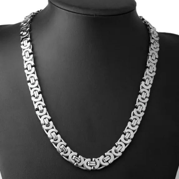 QQTDFG 6/8/11mm Men's Silver Flat Byzantine Chain Necklace or Bracelet Stainless Steel-Silver-11mm-8inch bracelet