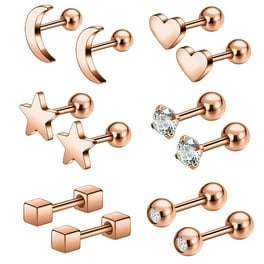 Rose Gold Surgical Steel Star CZ Crystal Helix Barbell Rose Gold Surgical Steel Star CZ Crystal Helix Barbell