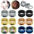 thumbnail image 1 of QQTDFG 6Pairs/Set Stainless Steel Ear Tunnel Screw Ear Gauge Stretcher Piercing Jewelry-20mm, 1 of 9