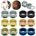 thumbnail image 1 of QQTDFG 6Pairs/Set Stainless Steel Ear Tunnel Screw Ear Gauge Stretcher Piercing Jewelry-8mm, 1 of 9