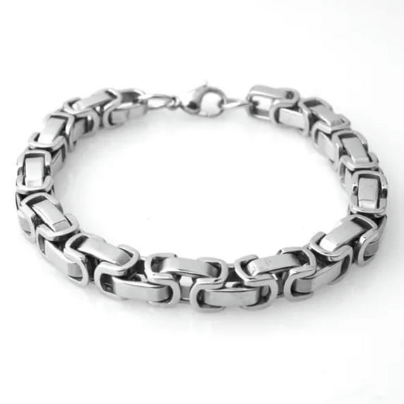 QQTDFG 7"-11" Fashion Women Men Chain Stainless Steel Byzantine Link Bracelet 5/6/8mm-Silver-5mm-11inch or 28cm